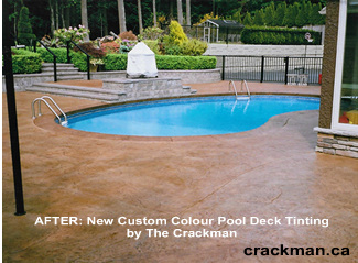 Click here for details on how The Crackman's custom concrete colour tint really brings to life this swimming pool
