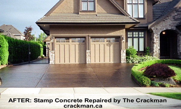 The Crackman custom tints your concrete driveway